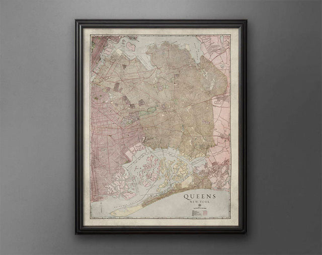 New York Map, Queens, Old Map, Circa 1900s, NYC Map, Map of Queens, ny map, large nyc map, Queens New York Map, Old City Map, Wall Map, Art