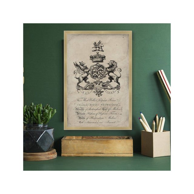 18th Century ENGLISH ARMORIAL ENGRAVING #01 - WENTWORTH CREST - Foundry