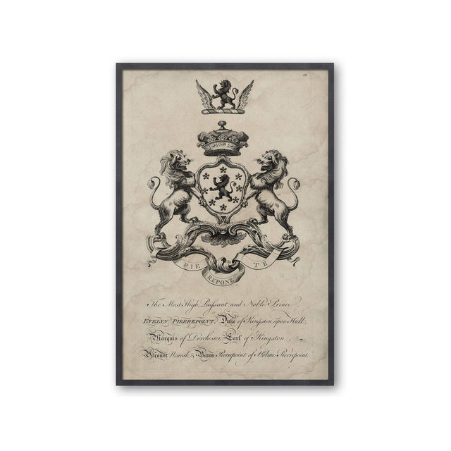 18th Century ENGLISH ARMORIAL ENGRAVING #05 - PIERREPOINT CREST - Foundry