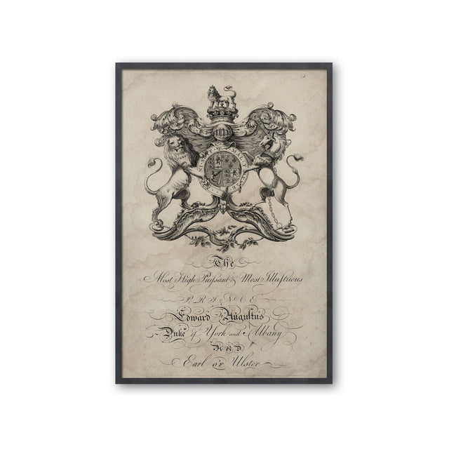 18th Century ENGLISH ARMORIAL ENGRAVING #06 - EDWARD AUGULTUS CREST - Foundry