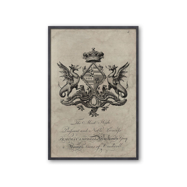 18th Century ENGLISH ARMORIAL ENGRAVING #07 - CAMPBELL CREST - Foundry