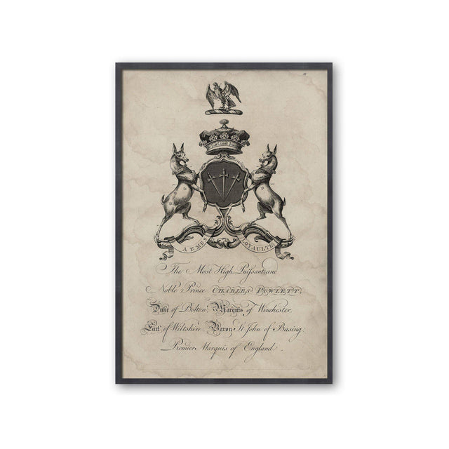 18th Century ENGLISH ARMORIAL ENGRAVING #10 - POWLETT CREST - Foundry