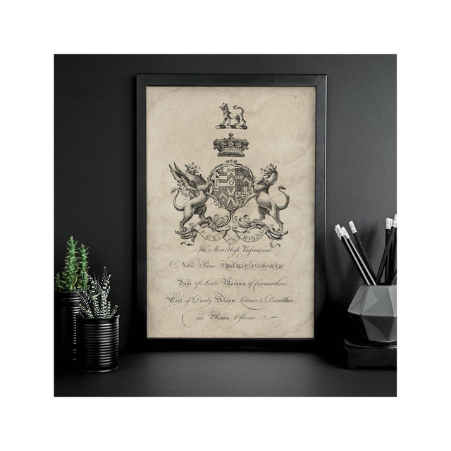 18th Century ENGLISH ARMORIAL ENGRAVING #22 - OSBORNE CREST - Foundry