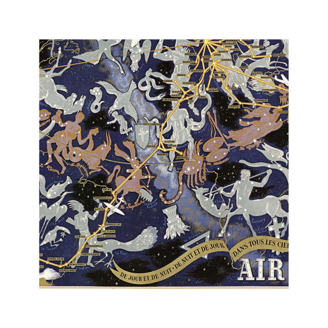 AIR FRANCE CELESTIAL PLANISPHERE Map, circa 1939 - Foundry