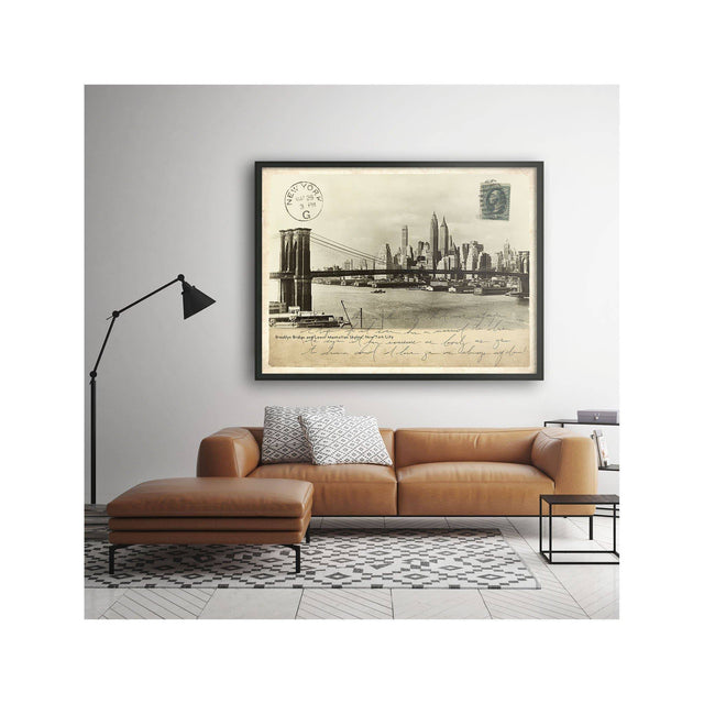 BROOKLYN BRIDGE & LOWER MANHATTAN SKYLINE Postcard - Foundry