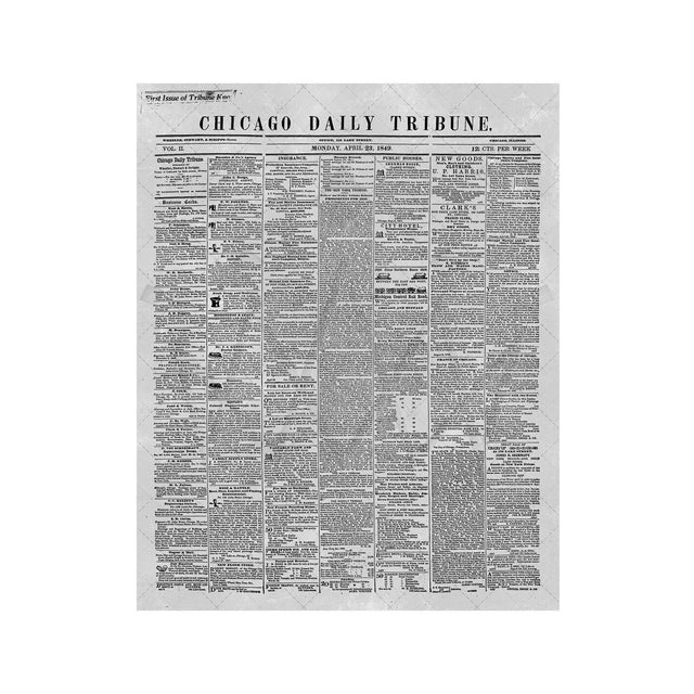 CHICAGO DAILY TRIBUNE - First Issue, 1849 - Foundry