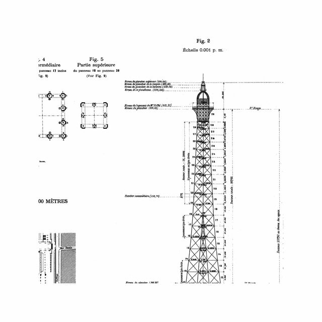 EIFFEL TOWER - ELEVATION, DIAGRAMMES, EMPLACEMENT A L'EXPOSITION - Foundry