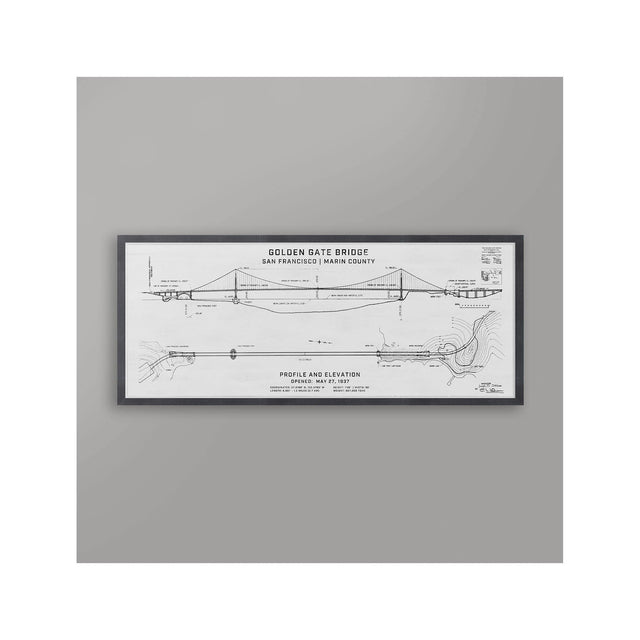 GOLDEN GATE BRIDGE - 1937 Profile + Elevation - Foundry