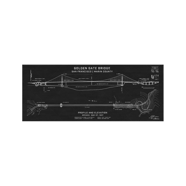 GOLDEN GATE BRIDGE - 1937 Profile + Elevation - Foundry