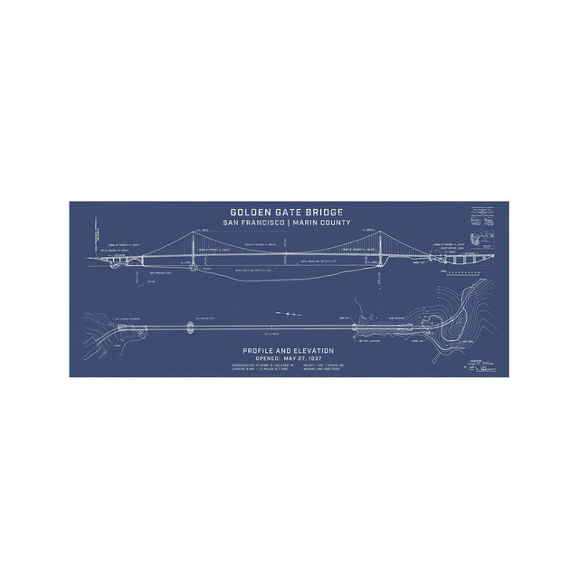 GOLDEN GATE BRIDGE - 1937 Profile + Elevation - Foundry