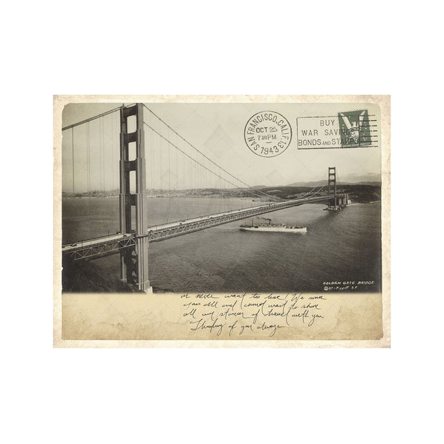 GOLDEN GATE BRIDGE Postcard, 1943 - Foundry