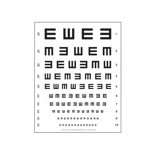 HERMAN SNELLEN "TUMBLING E's" Eye Chart - Foundry