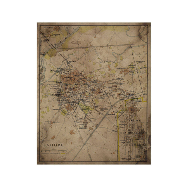 LAHORE, PAKISTAN Map, Circa 1897 - Foundry