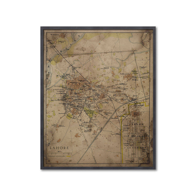 LAHORE, PAKISTAN Map, Circa 1897 - Foundry