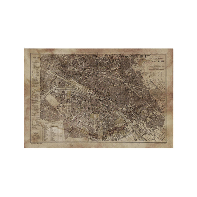 LETTS MAP of PARIS, 1883 - Foundry