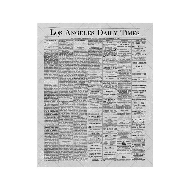 LOS ANGELES DAILY TIMES - First Issue, 1881 - Foundry