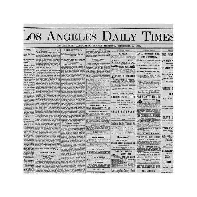 LOS ANGELES DAILY TIMES - First Issue, 1881 - Foundry