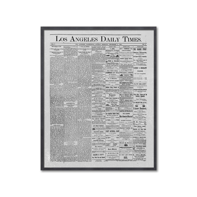 LOS ANGELES DAILY TIMES - First Issue, 1881 - Foundry