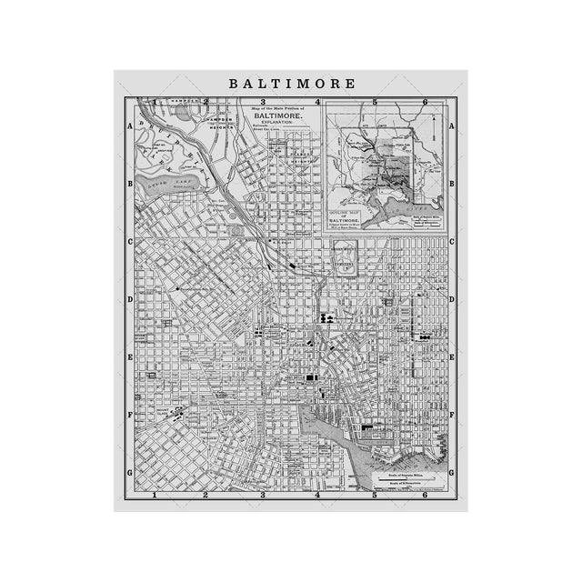 MAP of BALTIMORE, Circa 1900s - Foundry