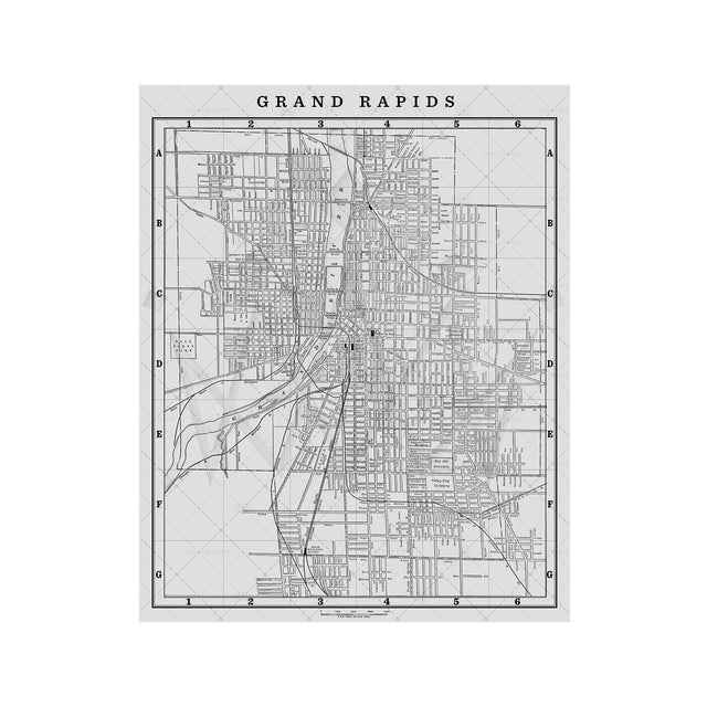 MAP of GRAND RAPIDS, Circa 1900S - Foundry