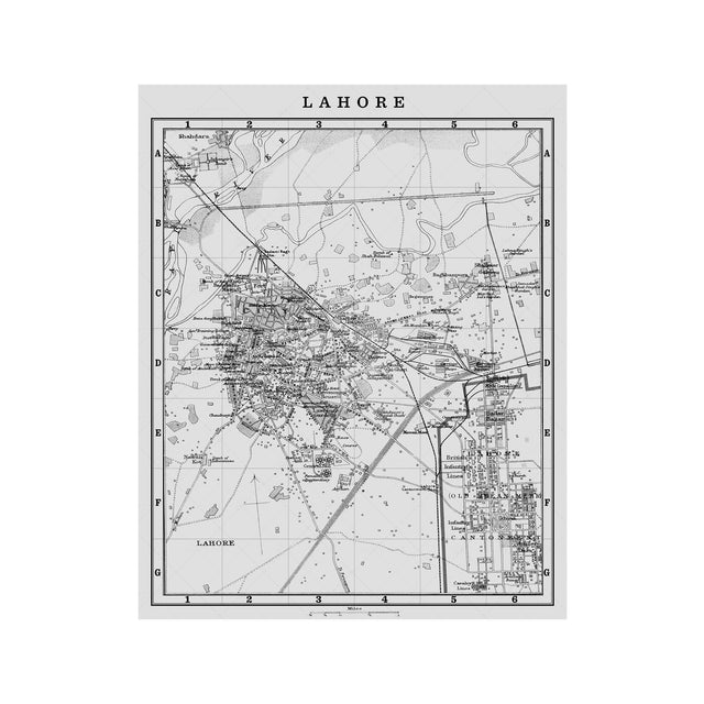 MAP of LAHORE, Circa 1900s - Foundry