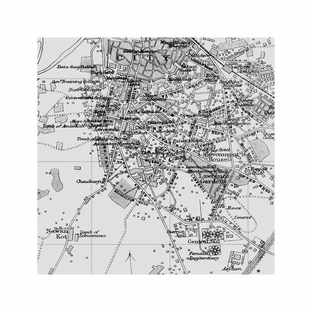 MAP of LAHORE, Circa 1900s - Foundry