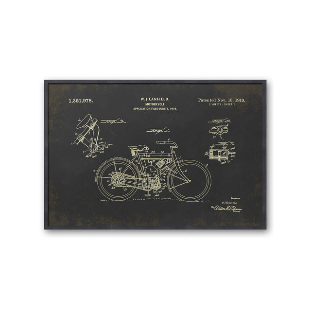 MOTORCYCLE PATENT - W.J. CANFIELD, 1919 - Foundry