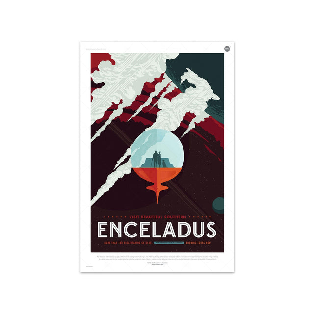 NASA Exoplanet Art - ENCELADUS Travel Poster - Foundry