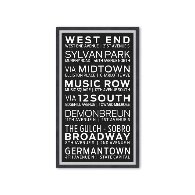 NASHVILLE TENNESSEE Bus Scroll - WEST END - Foundry