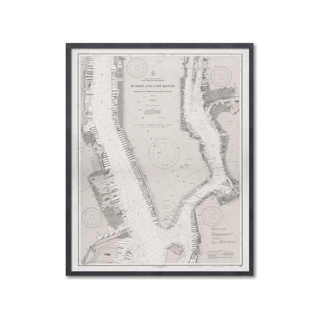 Nautical Survey Map - HUDSON & EAST RIVERS - Foundry