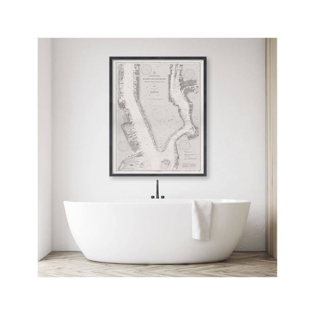 Nautical Survey Map - HUDSON & EAST RIVERS - Foundry