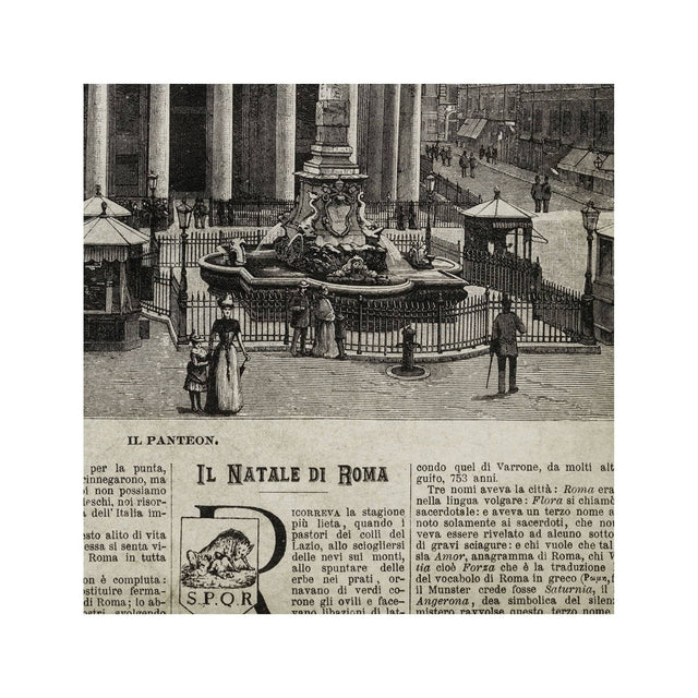 Old Italian Newspaper - ROMAN PANTHEON, Circa 1887 - Foundry