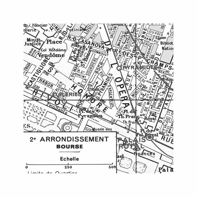 PARIS Map - 2nd Arrondissement - BOURSE - Foundry
