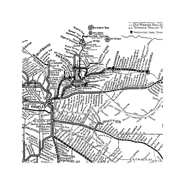 ROUTE MAP of the PACIFIC ELECTRIC RAILWAY - LOS ANGELES and VICINITY - Foundry