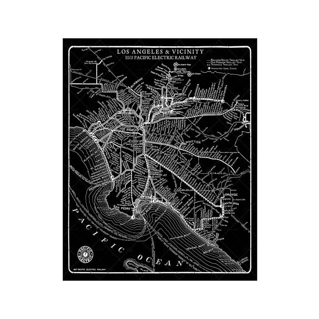 ROUTE MAP of the PACIFIC ELECTRIC RAILWAY - LOS ANGELES and VICINITY - Foundry