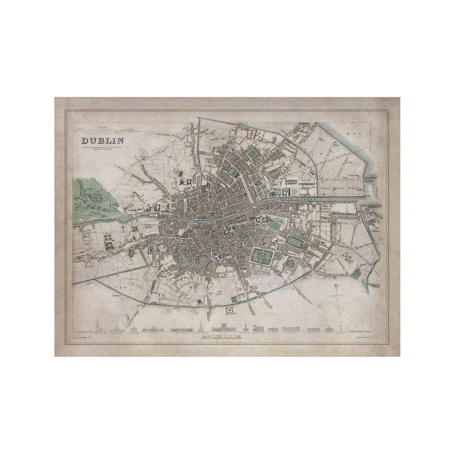 SDUK MAP of DUBLIN, Ireland, Circa 1800s - Foundry