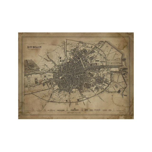 SDUK MAP of DUBLIN, Ireland, Circa 1800s - Foundry