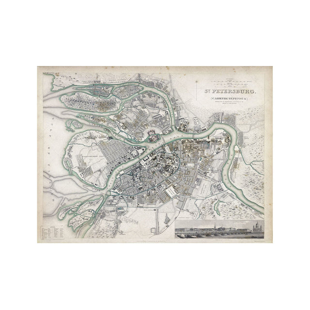 SDUK MAP of ST. PETERSBURG, Russia, Circa 1800s - Foundry