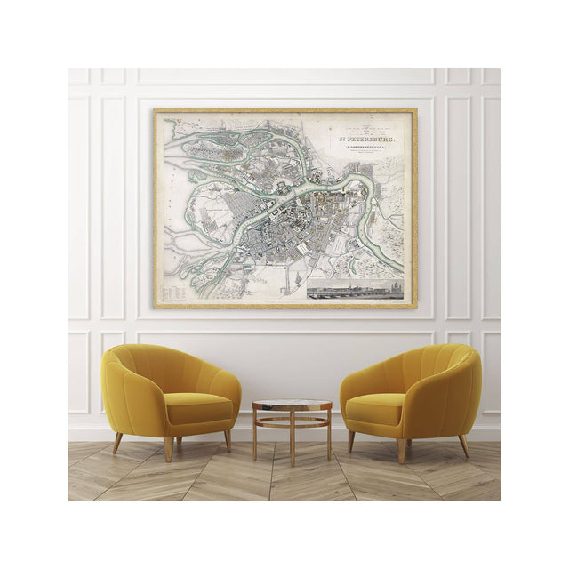 SDUK MAP of ST. PETERSBURG, Russia, Circa 1800s - Foundry