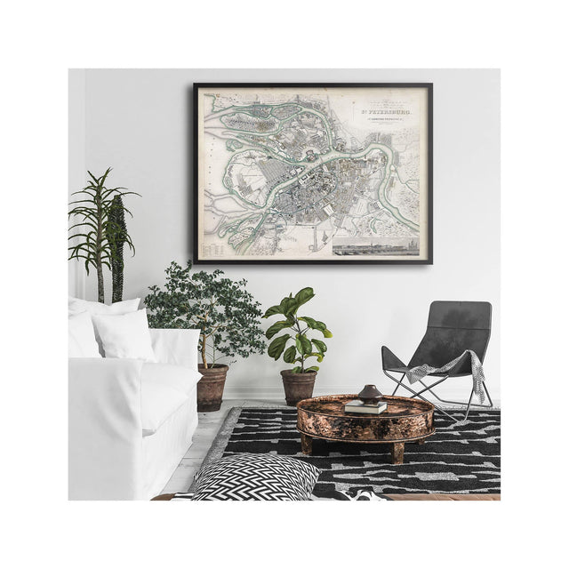 SDUK MAP of ST. PETERSBURG, Russia, Circa 1800s - Foundry