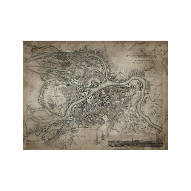 SDUK MAP of ST. PETERSBURG, Russia, Circa 1800s - Foundry