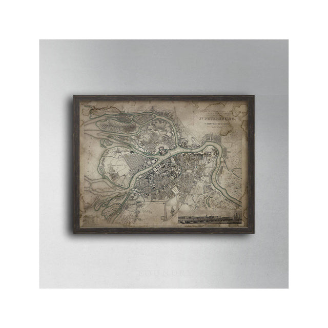 SDUK MAP of ST. PETERSBURG, Russia, Circa 1800s - Foundry