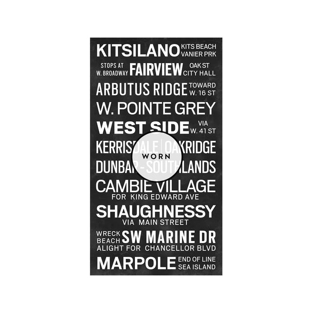 VANCOUVER CANADA Bus Scroll - KITSILANO - Foundry