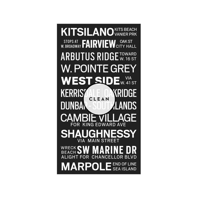 VANCOUVER CANADA Bus Scroll - KITSILANO - Foundry