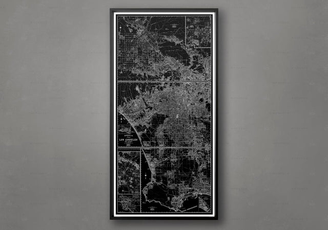LOS ANGELES Map, City Map of LA California, Hollywood Map, Beverly Hills Map, Santa Monica Map, Map of Los Angeles, Wall Map, Large la Map