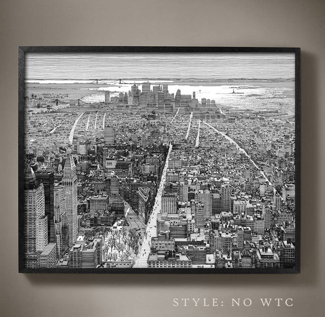 NEW YORK MAP Print Line Drawing - Zoey Riley, Map of Lower Manhattan art drawing pen and ink of New York City Art, World Trade Center, Decor