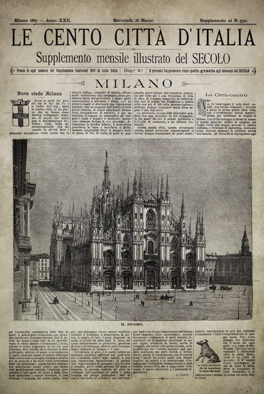 Vintage Italian Newspaper, Milan Full Cover, Circa 1887 Old Italian Newspaper, Milan Print, Milan Italy, Milan Wall Art, Large Poster, Como