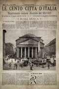 Vintage Italian Newspaper, Rome Vintage Pantheon, Circa 1887 Old Italian Newspaper, Italian Print, Rome Italy, Rome Wall Art, Large Print