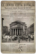 Vintage Italian Newspaper, Rome Vintage Pantheon, Circa 1887 Old Italian Newspaper, Italian Print, Rome Italy, Rome Wall Art, Large Print