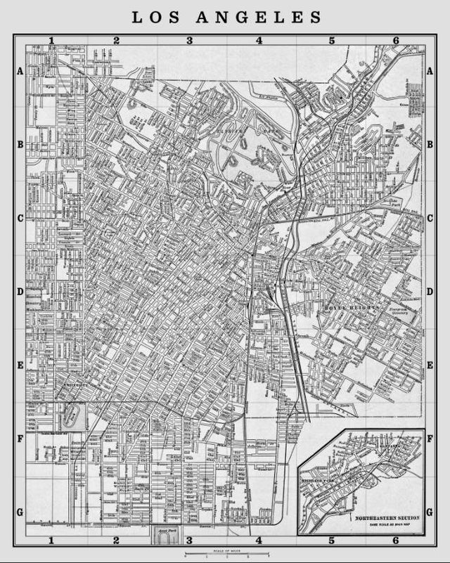 Los Angeles Map Print, Vintage 1900s LA Map, Circa 1900s Lithograph Map of Los Angeles Giclee Print, City of Angeles, Santa Monica Map